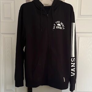Vans Black Zip-Up Hoodie with White Accents